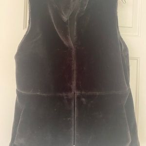 Talbots Black Fur Vest L/XL